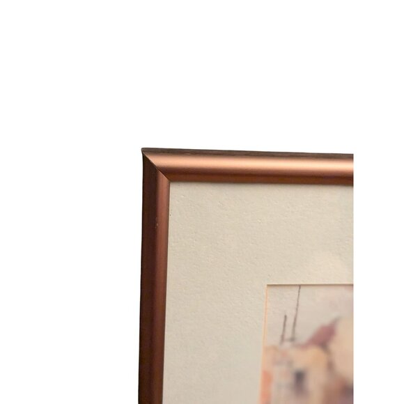 Faulkner Watercolor Painting Of Adobe Pueblo Scene In Copper Frame - Picture 9 of 16